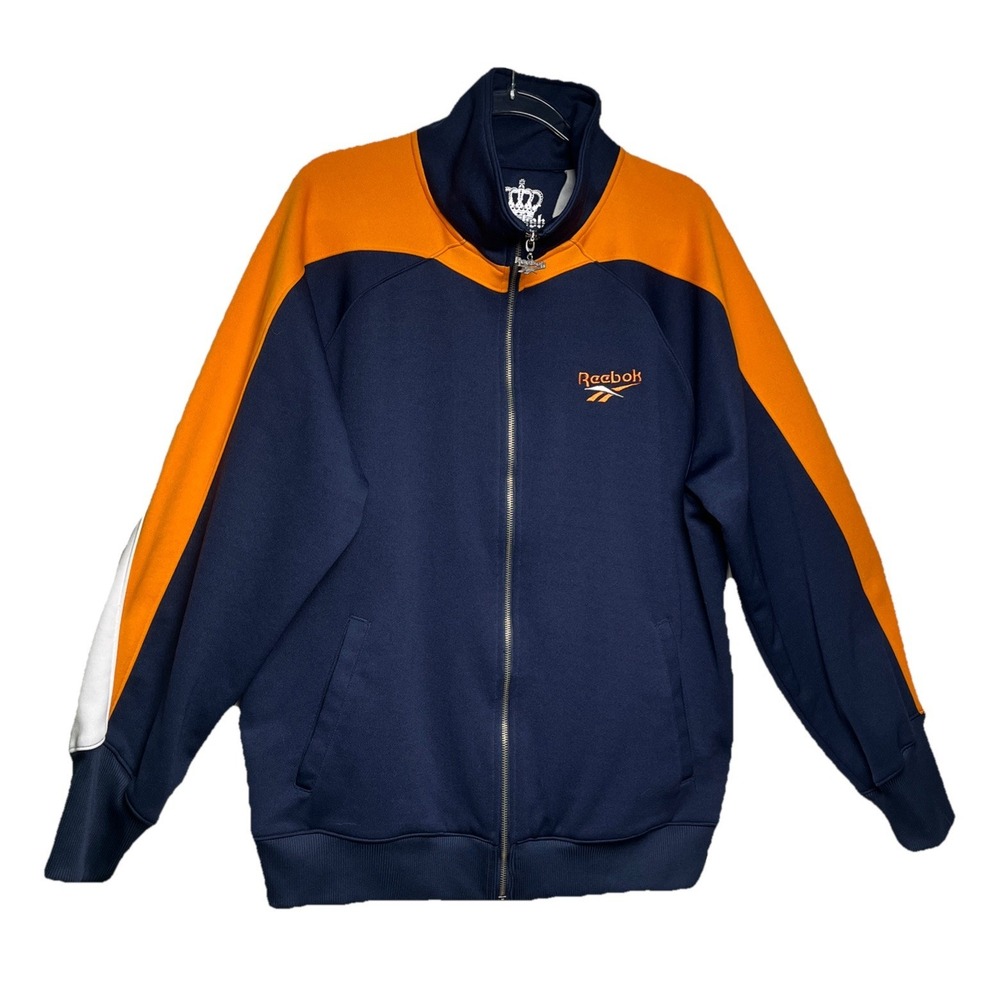 Vintage Reebok King of Track Mens Track Jacket Blue/Orange 90s Full Zip Size XL